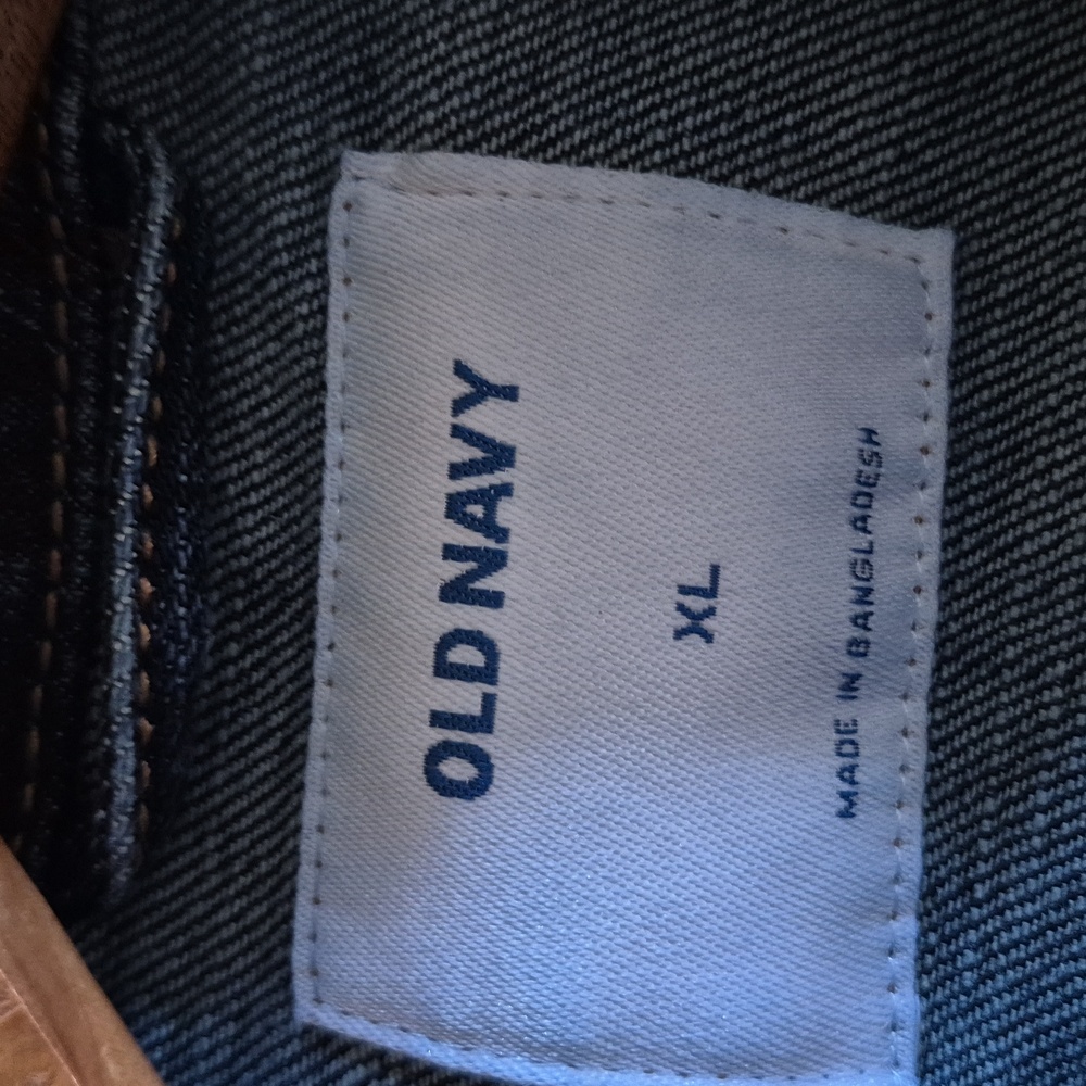 Old Navy Denim Blue Jean Jacket Pockets With Sunflower Detail On Back Cotton XL - Picture 11 of 13